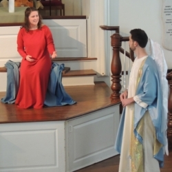 Gabriel tells Mary that she will bear the son of God