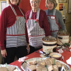 Women serving homemade lunch