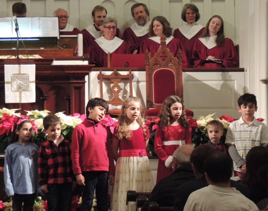 A children's choir singing