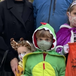 A family of five dressed up for Halloween